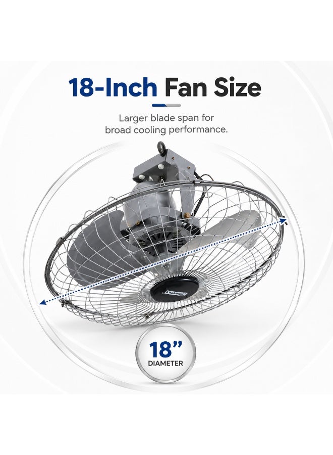 Khaleegia 18-Inch Metal Orbit Ceiling Fan with 360-Degree Oscillation - Grey - Image 5