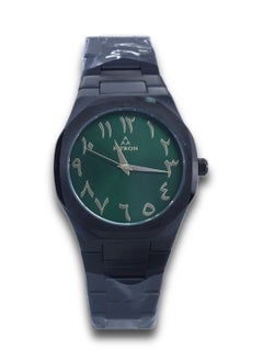 Fitron Men’s Black Wrist Watch with Green Dial with Arabic Hour Mark  - Image 1
