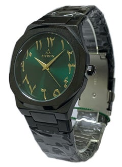 Fitron Men’s Black Wrist Watch with Green Dial with Arabic Hour Mark  - Image 2
