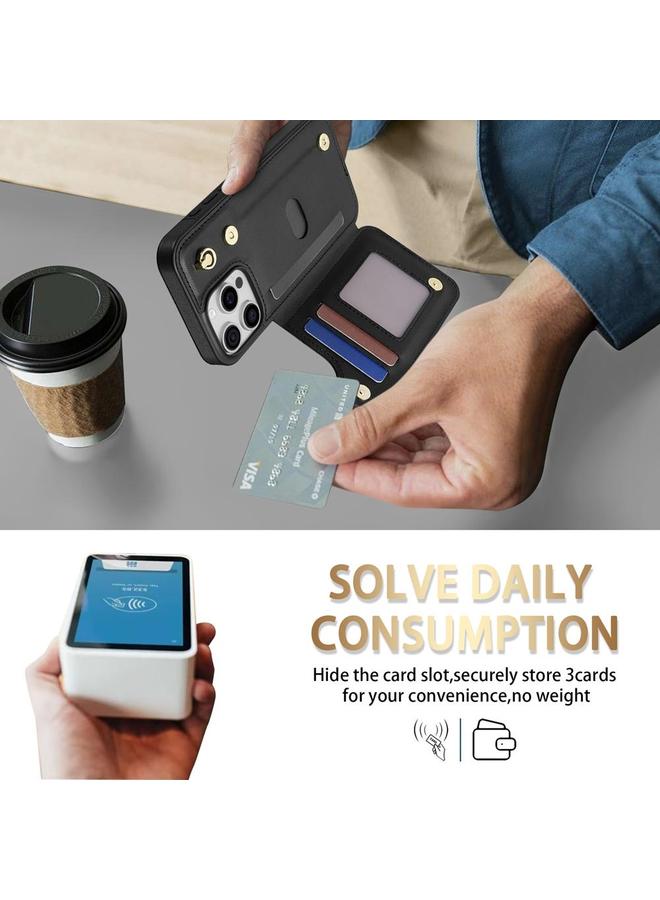 زبون جراب لهاتف iPhone 12 Pro Max مزود بفتحات بطاقات مزدوجة على شكل معين مع حبل - Image 5