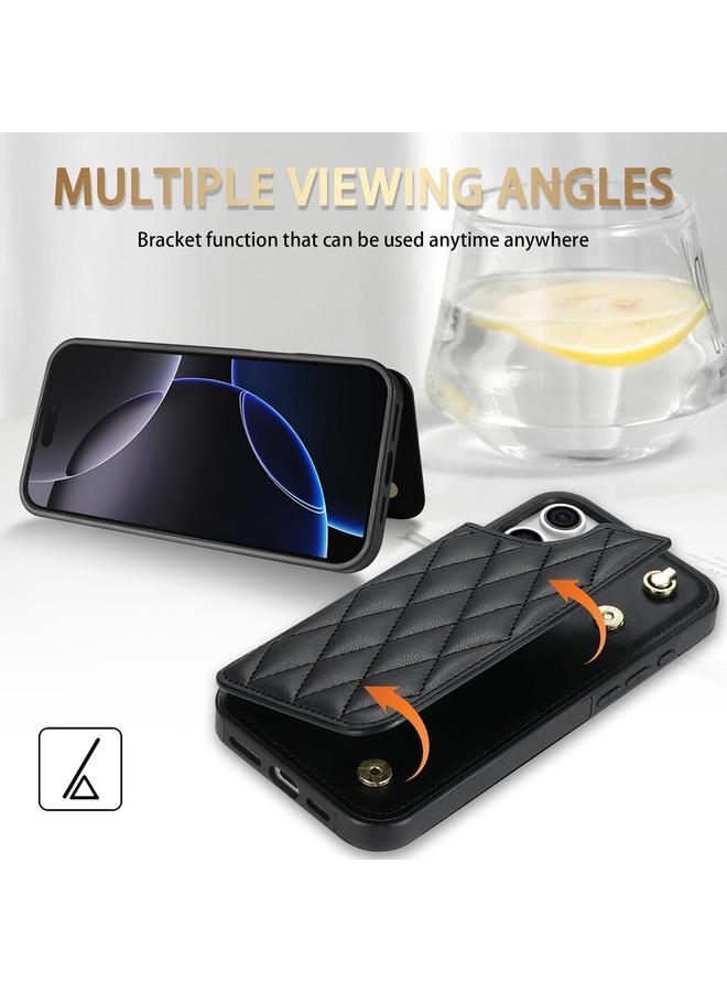 زبون جراب لهاتف iPhone 12 Pro Max مزود بفتحات بطاقات مزدوجة على شكل معين مع حبل - Image 4