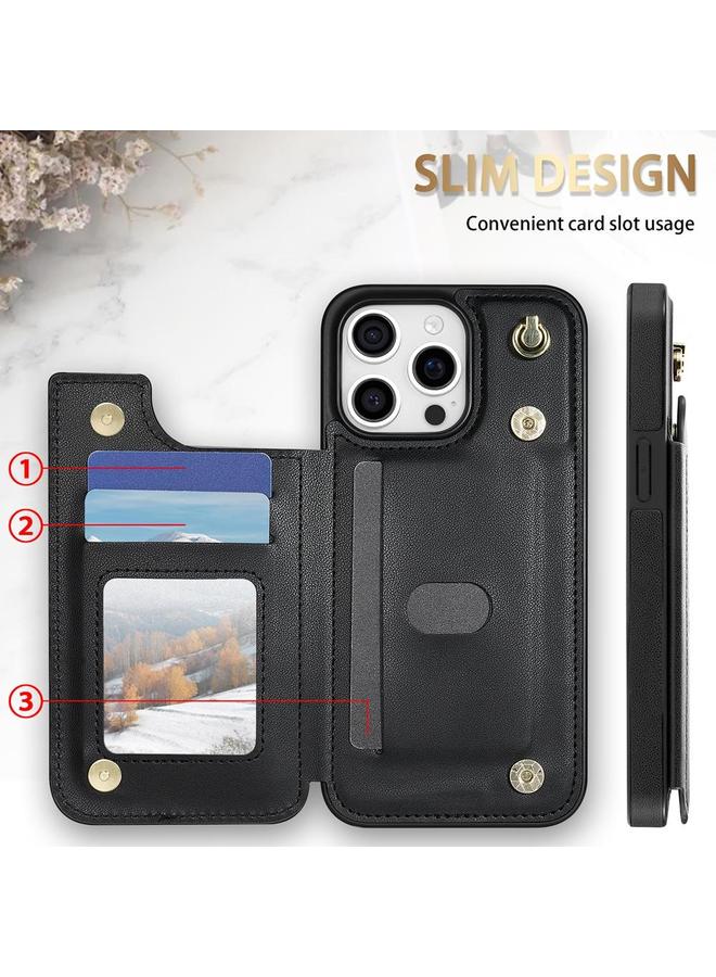 زبون جراب لهاتف iPhone 12 Pro Max مزود بفتحات بطاقات مزدوجة على شكل معين مع حبل - Image 2