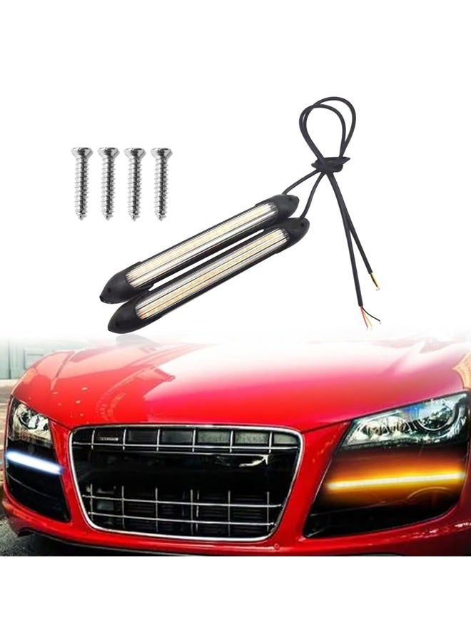 RBOKO 2Pcs LED Car Daytime Running Light Strip, 6.7in Super Bright Waterproof for Auto Car Motorcycle Headlight, 12V DRL Universal LED Strip White Yellow Turn Signal Streamer Sequential Flowing (17cm) - Image 1