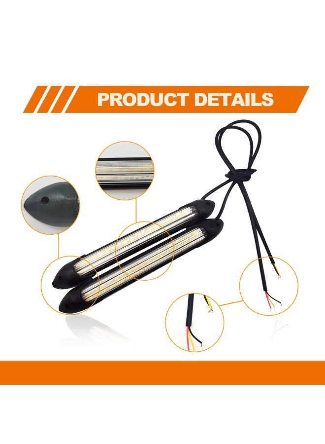 RBOKO 2Pcs LED Car Daytime Running Light Strip, 6.7in Super Bright Waterproof for Auto Car Motorcycle Headlight, 12V DRL Universal LED Strip White Yellow Turn Signal Streamer Sequential Flowing (17cm) - Image 3
