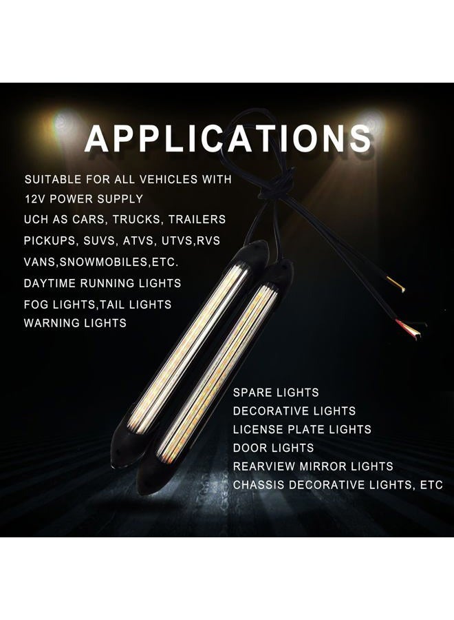 RBOKO 2Pcs LED Car Daytime Running Light Strip, 6.7in Super Bright Waterproof for Auto Car Motorcycle Headlight, 12V DRL Universal LED Strip White Yellow Turn Signal Streamer Sequential Flowing (17cm) - Image 4