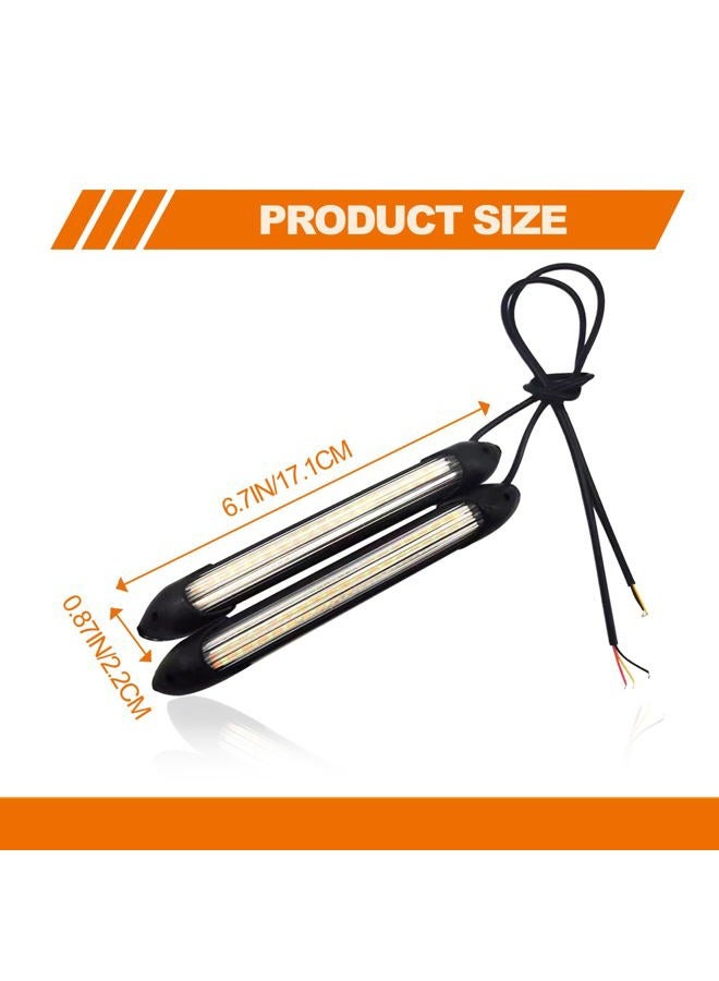 RBOKO 2Pcs LED Car Daytime Running Light Strip, 6.7in Super Bright Waterproof for Auto Car Motorcycle Headlight, 12V DRL Universal LED Strip White Yellow Turn Signal Streamer Sequential Flowing (17cm) - Image 2