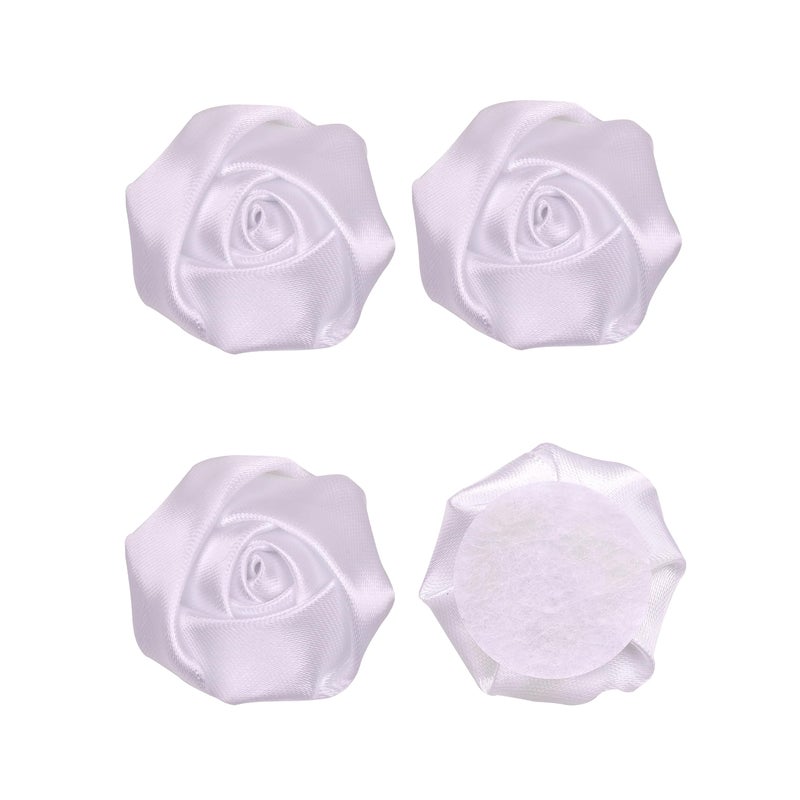 Applique YAKA 20pcs Handmade Stereo Fabric Rose Flowers for DIY Headdress Flowers Headbands Clips,Rose Wedding Decor Hair Bow Appliques Craft Sewing Accessories (White) - Image 3