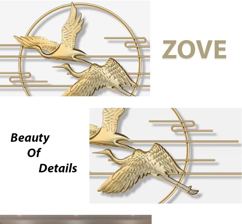 Zove Golden Flying Bird Wall Art with Metal Circle Frame Modern Living Room Decor Decor for Living Room Bedroom RestaurantHotel Golden 48 x22 inch - Image 4