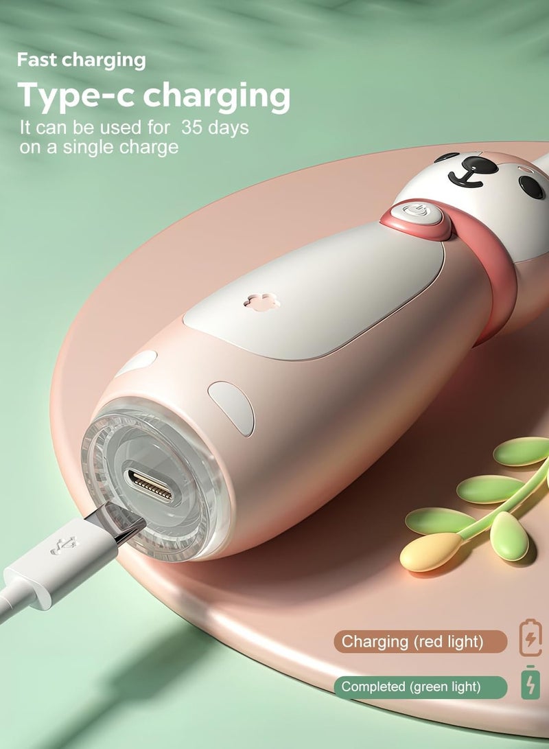 عام فرشاة أسنان كهربائية للأطفال بعمر 3 سنوات فما فوق، مقاومة للماء IPX7، 3 أوضاع ذكية مع ذاكرة، تتضمن 8 رؤوس فرشاة بديلة، وردي - Image 3