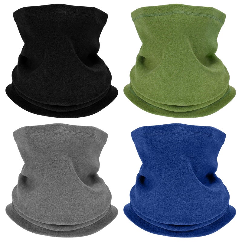 PAETAE 4 Winter Neck Gaiters for Men, Fleece Neck Warmer Gators Face Mask, Mens Scarf Winter for Cold Weather Running Skiing - Image 1
