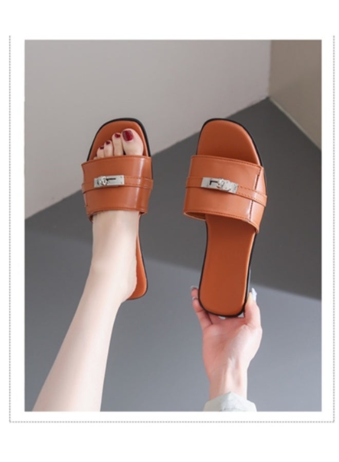 Rup Art صنادل نسائية مسطحة مزينة بالمعادن من تصميم رُب آرت لصيف الشاطئ، سهلة الارتداء، أحذية كاجوال للنساء، علامة تجارية للنساء - Image 1