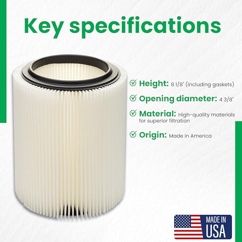 KoPach Filter Replacement Filter for Craftsman and Ridgid Shop Vacs Part # 9-17816 & Part # VF4000, 2 Pack, Original Filter - Image 5