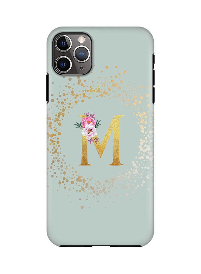 Stylizedd Monogram Tough Series for Apple iPhone 11 Pro Max Custom Initials Floral Pattern Tough Pro Dual Layer hybrid PC inner TPU protection Alphabet- M (Light Green) - Image 1