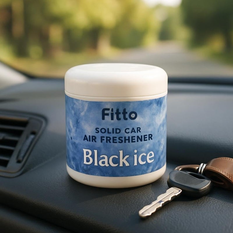 Fitto Solid Car Air Freshener Black ice Scent, Long Lasting Gel Odor Eliminator for Car Interior and Dashboard, 200gms - Image 2
