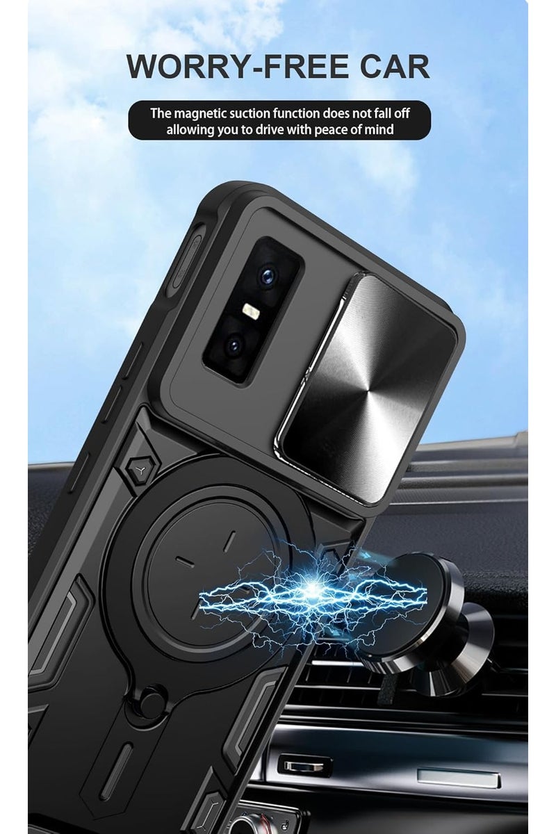 CHEROSIN Infinix GT 30 Pro Case and Tempered Glass Screen Protector Set with Slide Camera Cover and Magnetic Car Mount for Daily Use and Outdoor Protection - Image 3