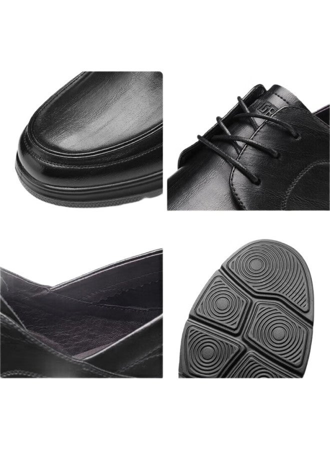 Strongman Plus Size Casual Leather Shoes Breathable Cowhide Comfortable Lace-Up Men'S Shoes Jda2387096 Black Size 45 - Image 2