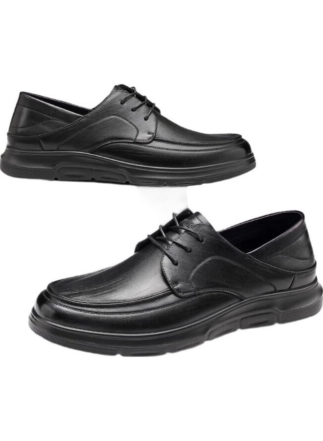 Strongman Plus Size Casual Leather Shoes Breathable Cowhide Comfortable Lace-Up Men'S Shoes Jda2387096 Black Size 45 - Image 1