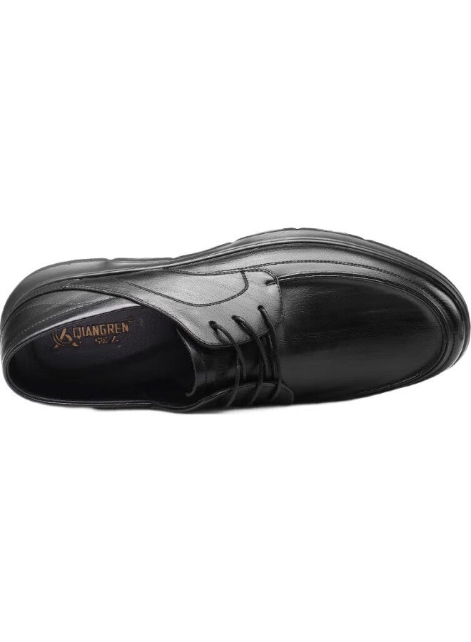 Strongman Plus Size Casual Leather Shoes Breathable Cowhide Comfortable Lace-Up Men'S Shoes Jda2387096 Black Size 45 - Image 3