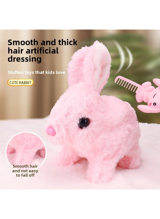 null - Children's Electric Simulation Small White Rabbit Will Call Girls Pet Doll Backpack Dog Gift Puzzle Plush Toy-Colors:White Rabbit + Rabbit House-Specifications:Battery Version - Image 1