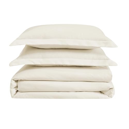 CANNON Heritage Solid Duvet Set Ivory Polyester 3Piece King Duvet Set Solid Color Themed for Men and Women OekoTEX Certified Confidence - Image 3