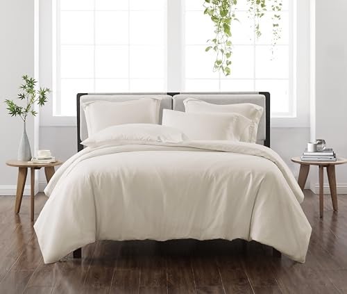 CANNON Heritage Solid Duvet Set Ivory Polyester 3Piece King Duvet Set Solid Color Themed for Men and Women OekoTEX Certified Confidence - Image 1