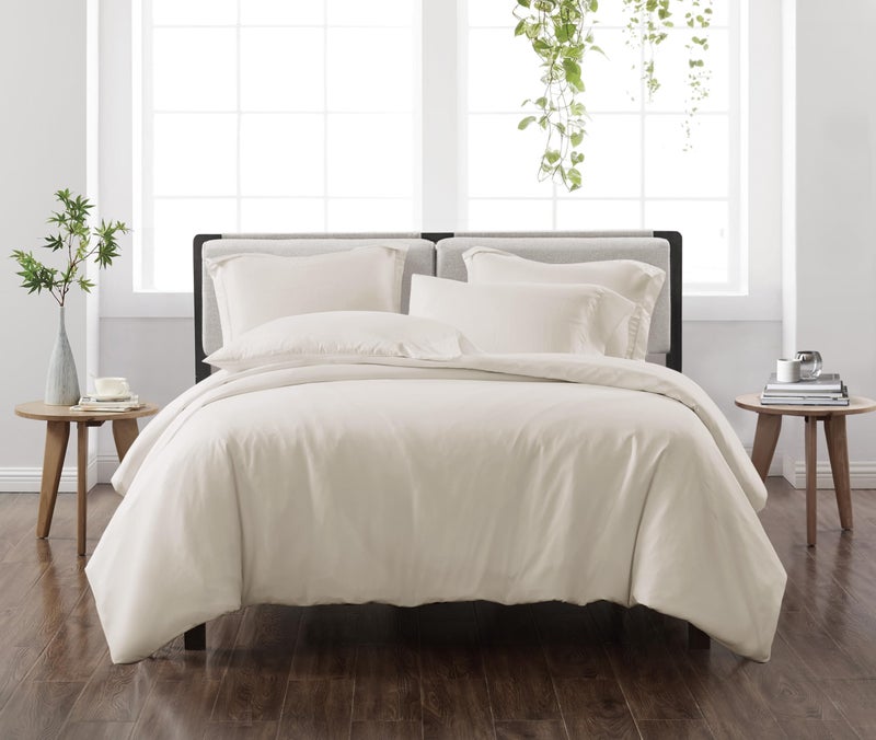 CANNON Heritage Solid Duvet Set Ivory Polyester 3Piece King Duvet Set Solid Color Themed for Men and Women OekoTEX Certified Confidence - Image 2