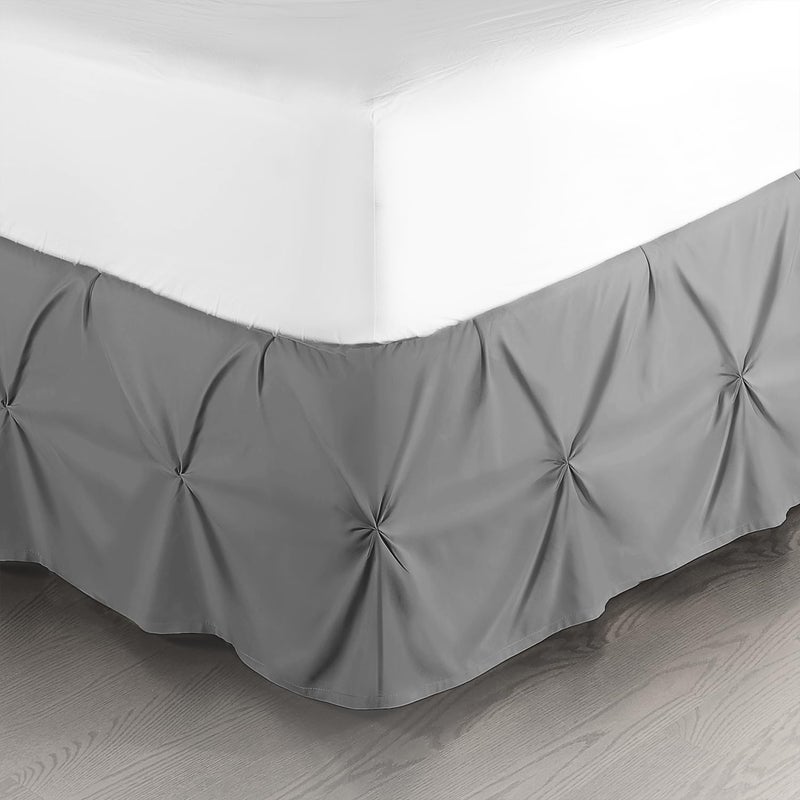 Nestl Nestl Grey Bed Skirt  Full Size Pinch Pleat 14 Drop Premium Microfiber 