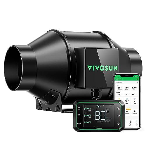 VIVOSUN AeroZesh G4 Inline Duct Fan, Quiet 4" 195 CFM Ventilation Exhaust Fan w/EC Motor and GrowHub E42A Temperature Humidity WiFi-Controller for Heating Cooling Booster, Grow Tents, Hydroponics - Image 1