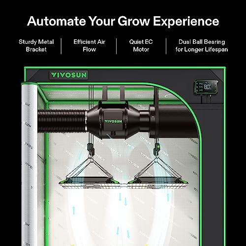 VIVOSUN AeroZesh G4 Inline Duct Fan, Quiet 4" 195 CFM Ventilation Exhaust Fan w/EC Motor and GrowHub E42A Temperature Humidity WiFi-Controller for Heating Cooling Booster, Grow Tents, Hydroponics - Image 2