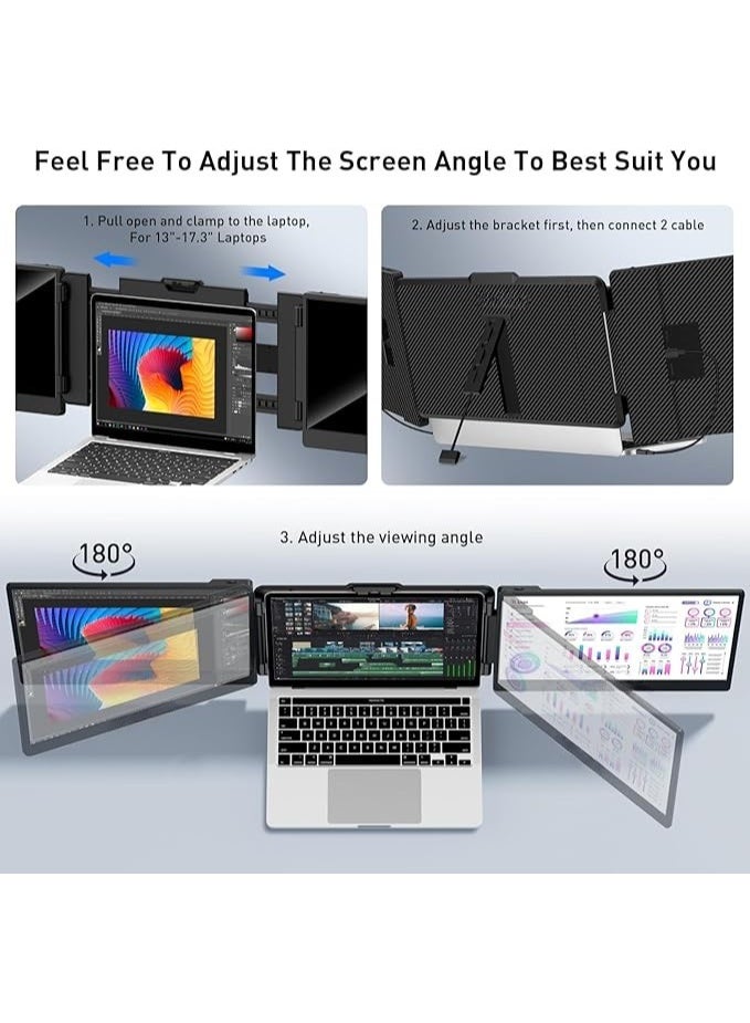 Triple Monitor Extender for Laptop, 14" Portable FHD 1080P Dual Screen Extender, Plug & Play for 13–17" Laptops - Image 3