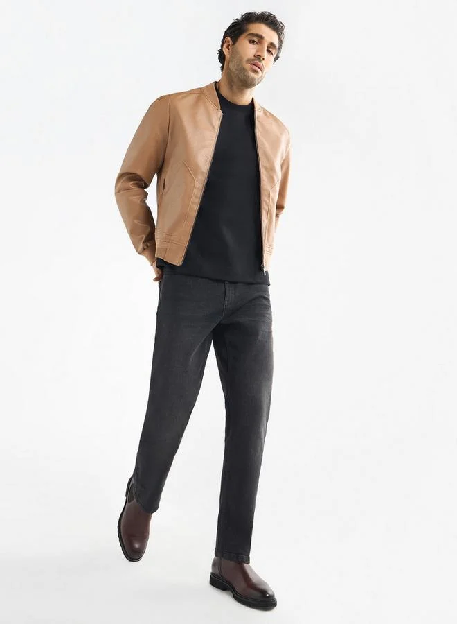 سبلاش فيڤ جاكيت بومبر بارز الملمس بجيوب وسحاب إغلاق