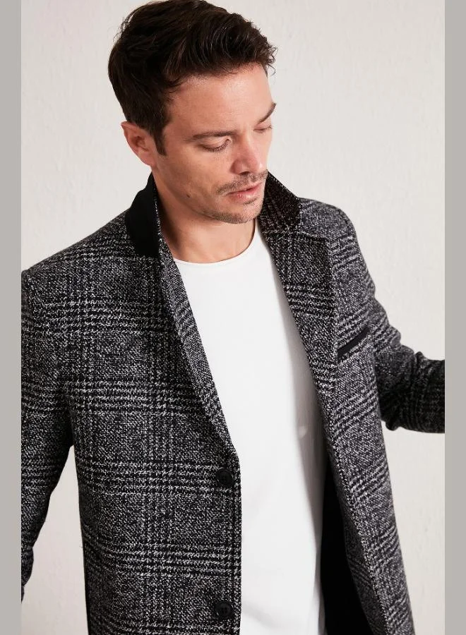 Buratti  Buratti Slim Fit Single Vent Button-Down Mono Collar Cashmere Coat Men's COAT 5840098 for Men | Best Price UAE