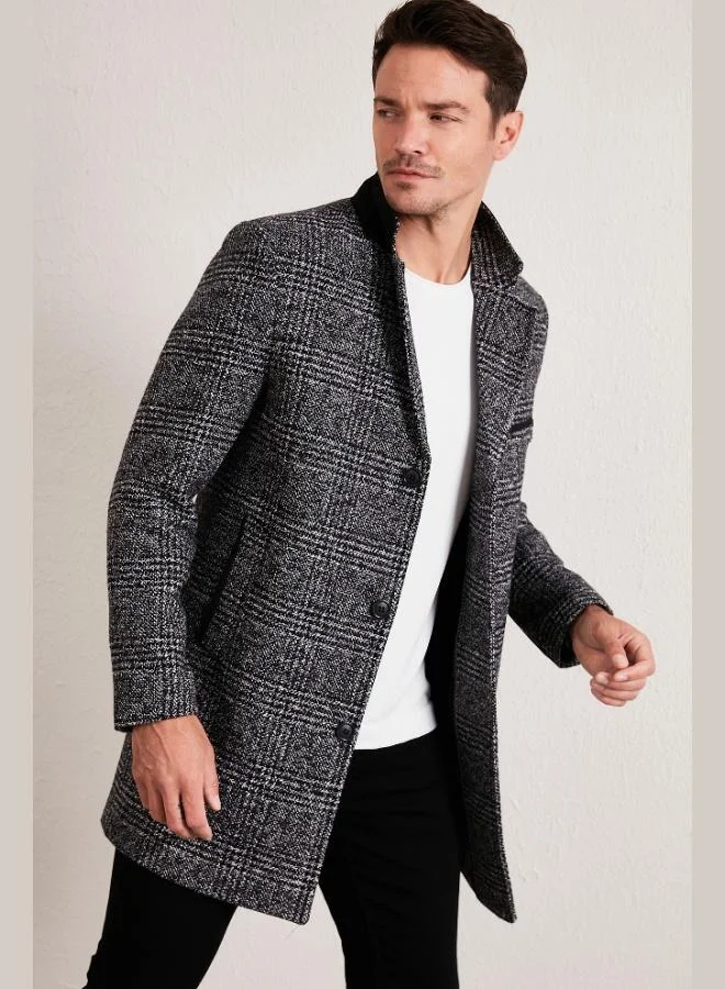 Buratti  Buratti Slim Fit Single Vent Button-Down Mono Collar Cashmere Coat Men's COAT 5840098 for Men | Best Price UAE