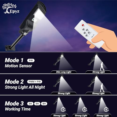 Epyz Plastic 30 Watt Solar Street Light Outdoor With Remote 118 Leds Motion Sensor And Dusk To Dawn For Garden, Street, Lawn [ With Out Pole ] [ Pack Of 1, Cold White Light ] - Image 4