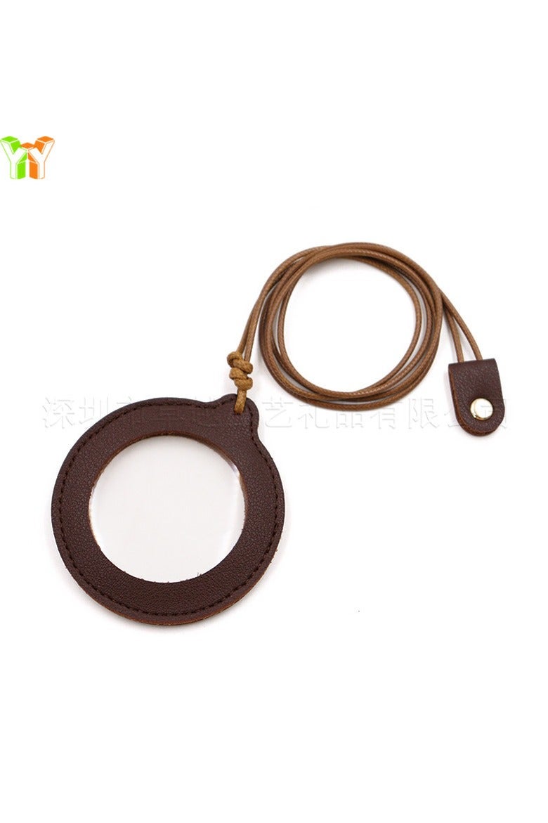 general Simple solid-color adjustable neck-mounted magnifying glass leather case for the elderly, a high-power portable magnifying glass protection case for the elderly. - Image 1