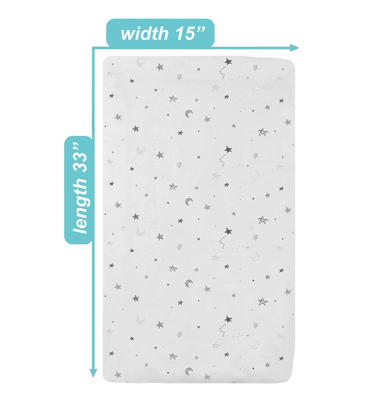 TL Care 100% Natural Breathable Cotton Jersey Knit Fitted Bassinet Sheet, Grey Stars and Moons, 15" x 33", Soft Breathable, for Boys and Girls(Pack of 1) - Image 3
