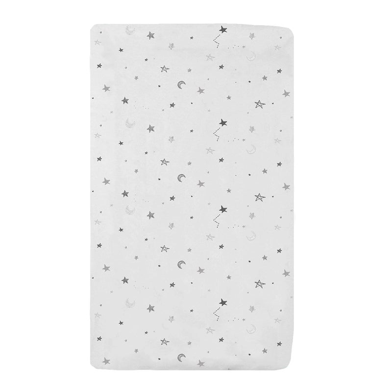 TL Care 100% Natural Breathable Cotton Jersey Knit Fitted Bassinet Sheet, Grey Stars and Moons, 15" x 33", Soft Breathable, for Boys and Girls(Pack of 1) - Image 1