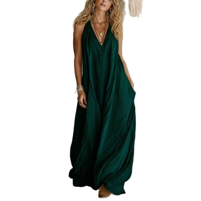 Women's Casual Sleeveless Loose Long Dress with Pockets - Image 5