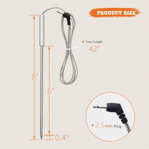 YAOAWE Upgraded Meat Probe Replacement for Thermopro Thermometers TP04, TP06, TP06S, TP07, TP-07S, TP08, TP-08S, TP09, TP09B, TP-10, TP16, TP17, TP20, TP20S, TP25, TP27, TP28, TP829, TP930, 2.5mm - Image 5