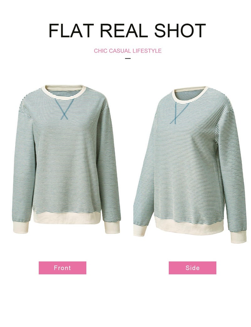 Shein SHEWIN Womens Fall Fashion 2025 Ladies Crewneck Sweatshirts Cute Tops Casual Long Sleeve Shirts Trendy Sweatshirt for Women Light Blue XLarge - Image 5