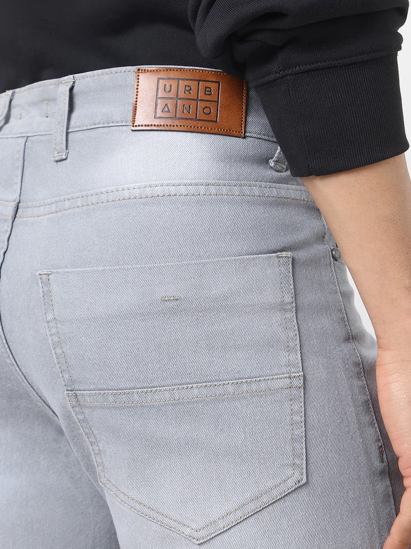 Urbano Fashion  Urbano Fashion Men's Light Grey Straight Fit Washed Jeans Stretchable  | Best Price UAE