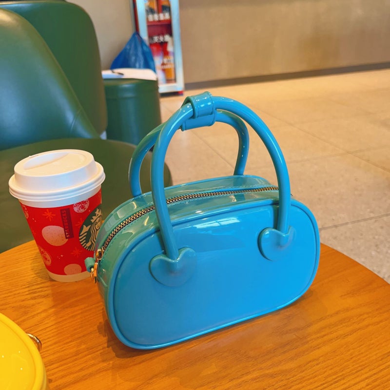 2024 New PVC jelly bag summer candy color shoulder crossbody mini bag fashion portable pillow womens bag Apricot - Image 2