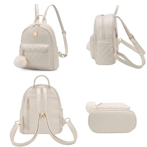 Barsine Girls Fashion Mini Backpack Purse Small Cute Plaid Leather Women Backpacks Little Bag (Ivory) - Image 3