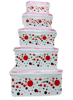 5 Peice Food Container Sett with Lock Lid Desighns Colours/ Plastic Airtight Kitchen Storage Containers