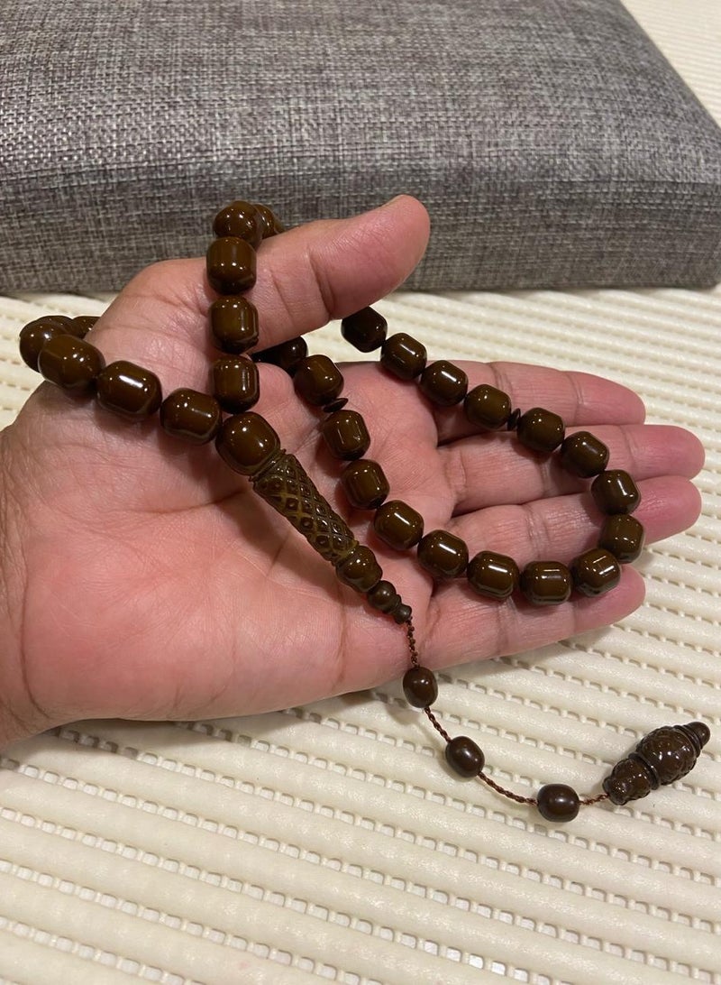 سبحة رجالية من حجر الفاتوران عدد ثلاث وثلاثون خرزة مقاس كل خرزة عشرة مليمتر في أحد عشر ونصف مليمتر - Image 3