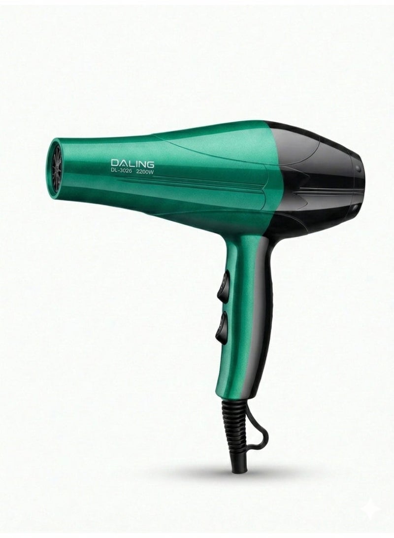 Daling English: DALING Professional Hair Dryer DL-3026, 2200W - Intelligent Heat Control, Fast Drying & Ergonomic Design - Image 1