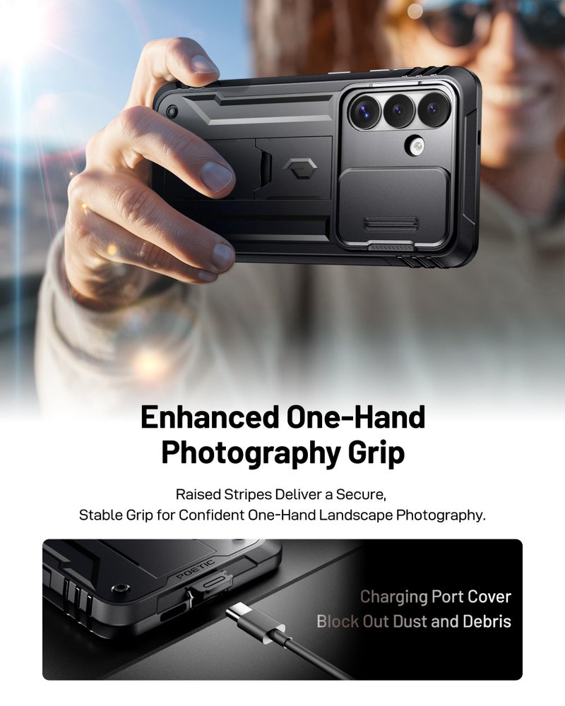 Poetic Revolution Case for Samsung Galaxy S26 Plus, [Slide Camera Cover], [20FT Mil-Grade Drop Tested], Full-Body Military Grade Rugged Dual-Layer Shockproof Cover with Kickstand, Black - Image 5