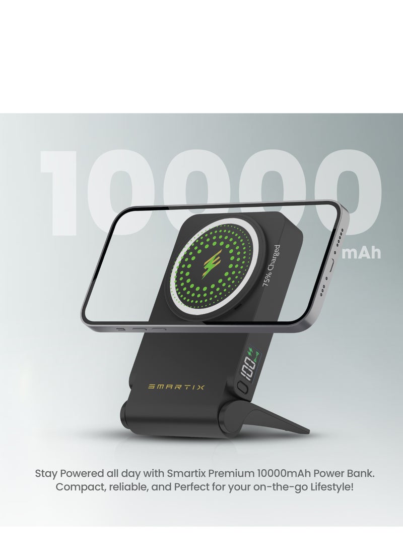 Smartix - Smartix Premium 10000mAh Magnetic Power Bank – Ultra-Fast 45W PD USB-C Charging, 15W Wireless Charging, Compact Design, and Digital Display – Perfect for Travel (Blue) - Image 1