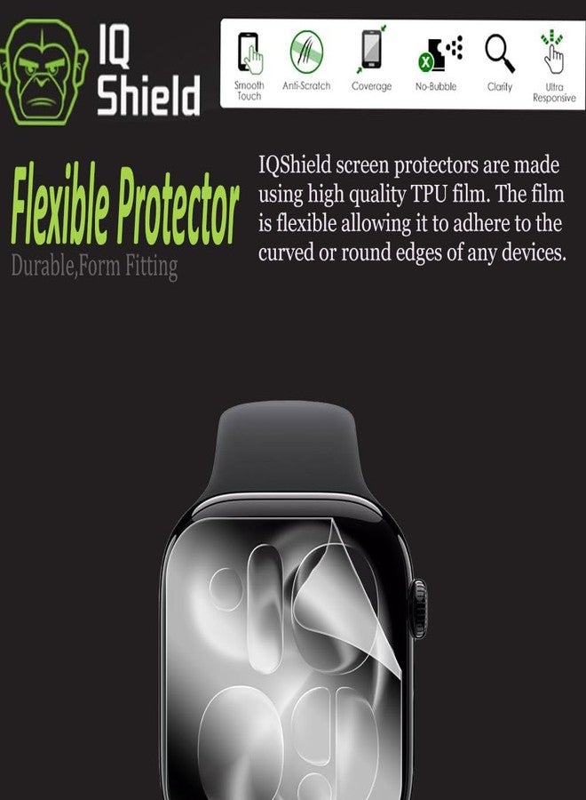 IQShield 6 Pack for Apple Watch Series 11/10 Screen Protector 46mm - Easy Install, Ultra Thin, Anti-Scratch, Smudge Resistant, Touch Sensitive Anti-Bubble Self-Healing Clear TPU Film - Image 2