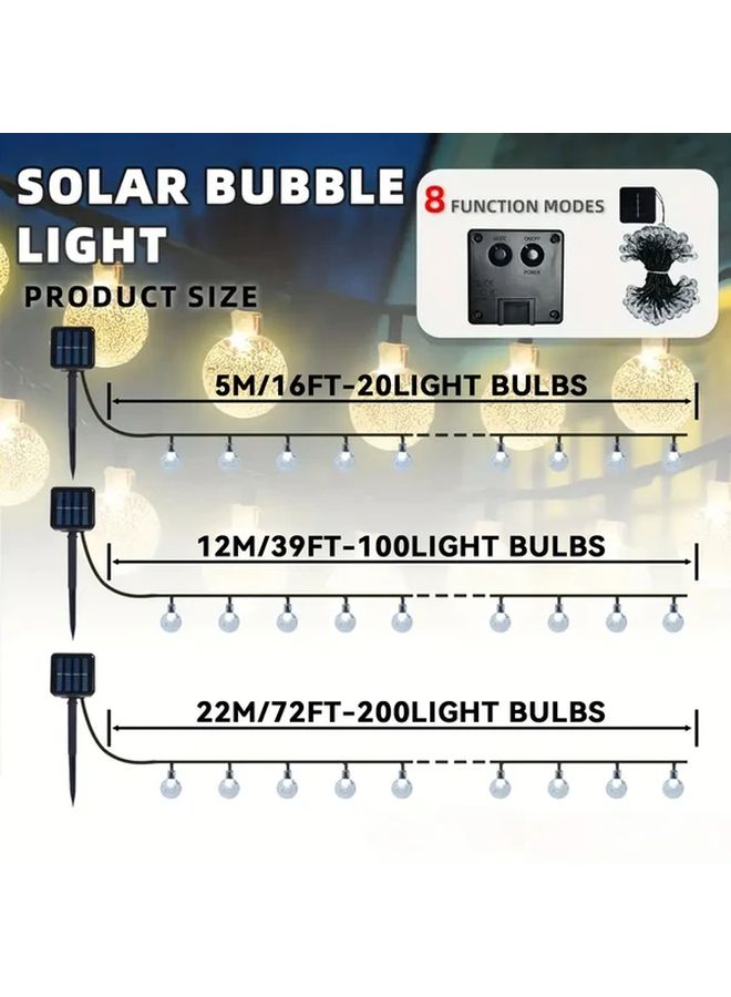 AIPUSI Solar Fairy Lights 22 Meters 200 LEDs Multicolor Outdoor Indoor Garden Decoration Auto On Off 8 Flash Modes Warm White Waterproof String Light - Image 2